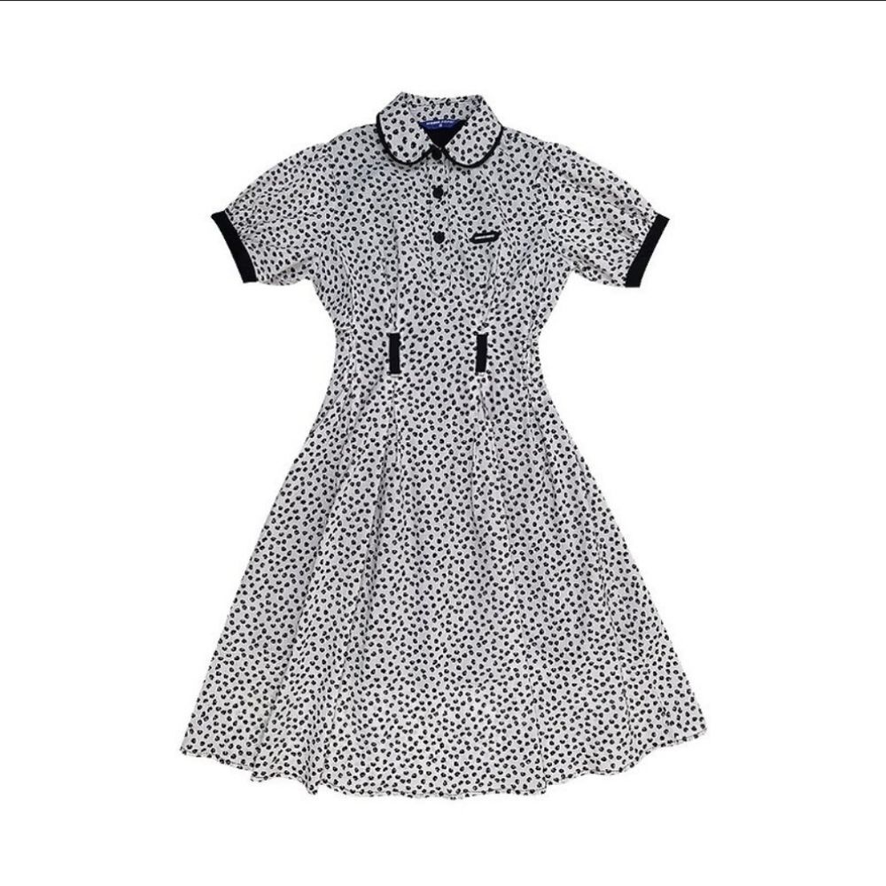 SERIOUS ZIZIFE French Retro Yamamoto Style Black & White Floral Midi Dress Sz M - Picture 7 of 16